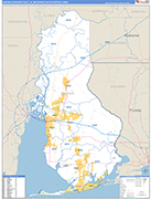 Daphne-Fairhope-Foley Metro Area Wall Map Basic Style